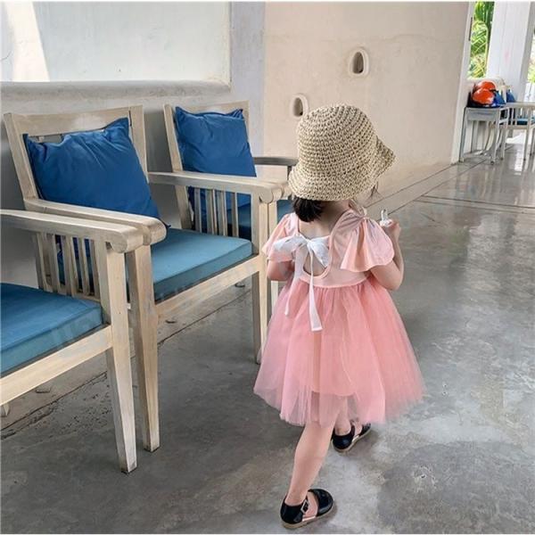 子供服 ワンピース 子供ドレス Dress キッズ 韓国子供服 女の子 夏 半袖 ベビー 通学着 おしゃれ 賜物 通園着 レース 丸襟 可愛い 膝丈