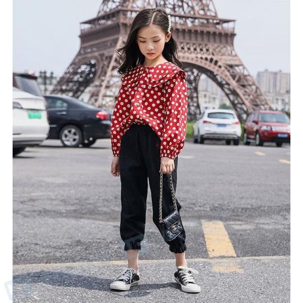 子供服 セットアップ 女の子 長袖 春秋 秋着 上下セット 韓国子供服 キッズ ジュニア 長ズボン おしゃれ シャツ チェック柄 通学着 新品 セール価格 ブラウス 可愛い 丸首