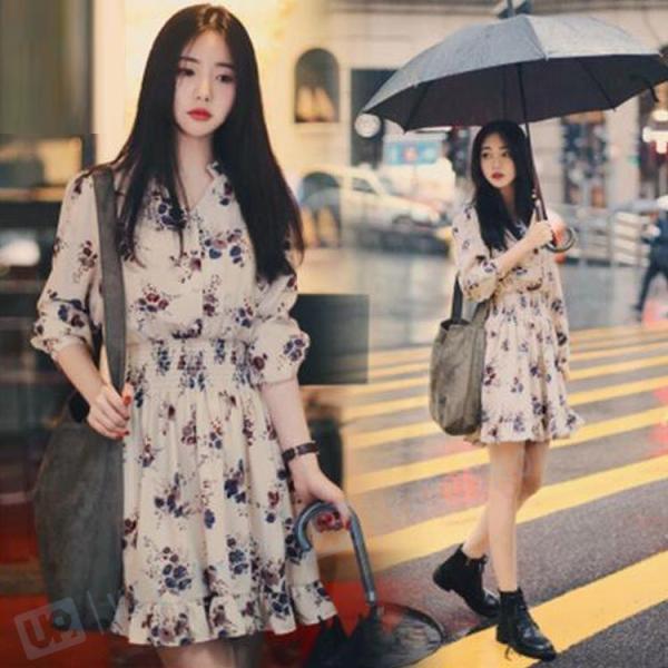 ワンピース レディース きれいめ マキシワンピース 春夏 花柄 七分袖 ワンピース カジュアル ワンピ