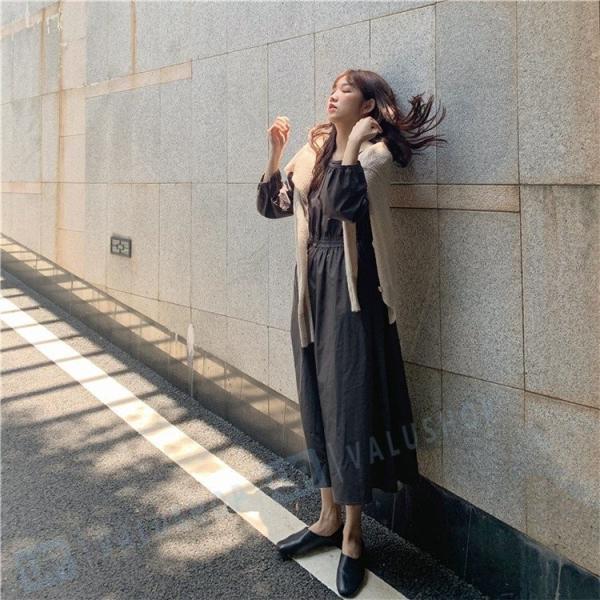 ワンピース レディース マキシワンピース 長袖 オンラインショップ 春秋ワンピース Vネック シャツワンピ シャツロング オシャレ リネン ロング丈 韓国風 スリーブ 着痩せ