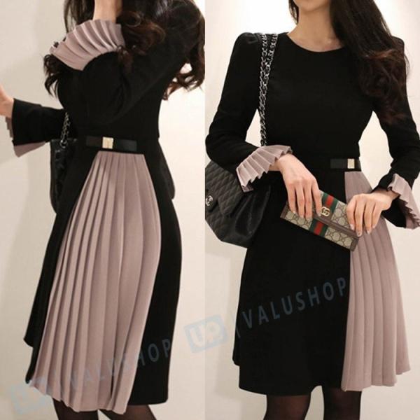 ワンピース レディース 切り替え 秋冬 きれいめ リネン プリーツ マキシワンピース 初回限定 大人韓国風 上品 お出かけ 旅行ドレス 通勤 長袖 着痩せ