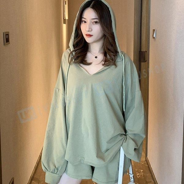 セットアップ 海外並行輸入正規品 レディース 春秋 40代 きれいめ 無地 上下セット オシャレ 長袖セットアップ 韓国風 カジュアル パーカー スポーツ 3色