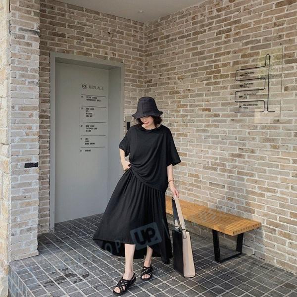2点セット ワンピース レディース スーツ 夏 半袖 サテン Tシャツ 無地 スカート 結婚式 好評 Ol ルロング丈 着痩せ オシャレ 韓国風 大きいサイズ チュール 通勤