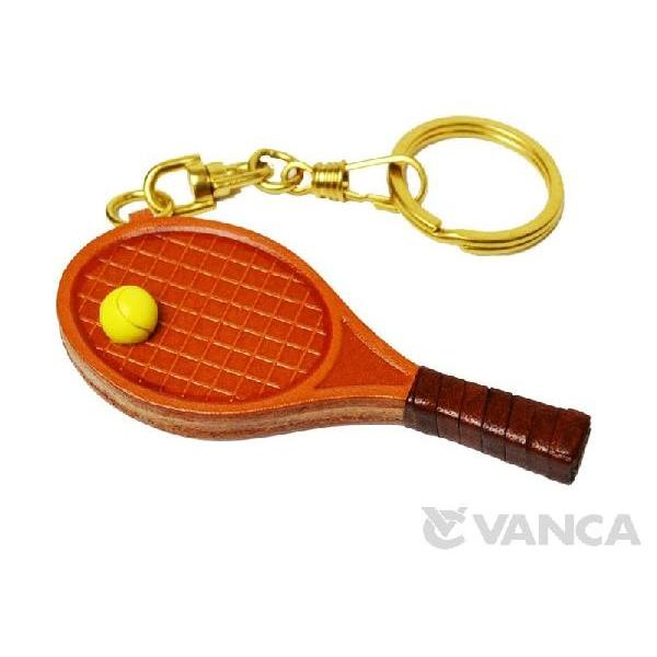 本革製キーホルダー テニスラケット バンカクラフト 革物語 VANCA CRAFT レザー 手作り 雑貨 革小物 革製品 日本製 テニス好き テニスグッズ かわいい 名入れ可