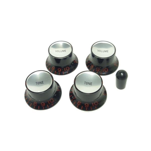 REFLECTOR KNOB (Black) Silver Plate RED