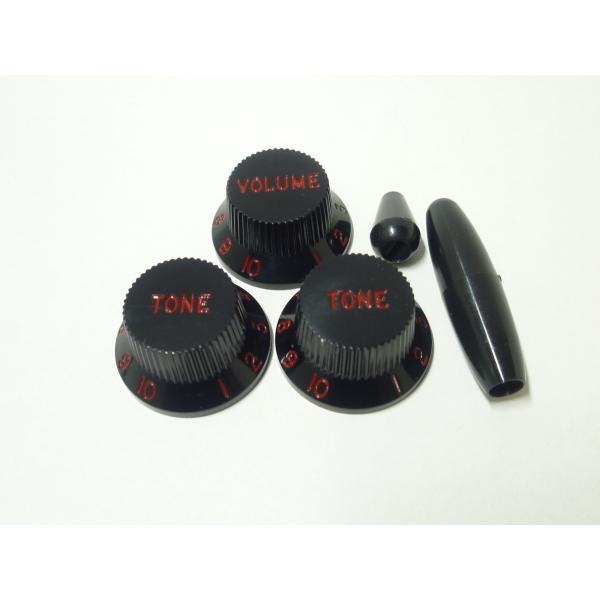 <VANDY GUITAR> ST KNOB (Black) RED キャップセット