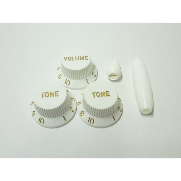 <VANDY GUITAR> ST KNOB (White) GOLD キャップセット