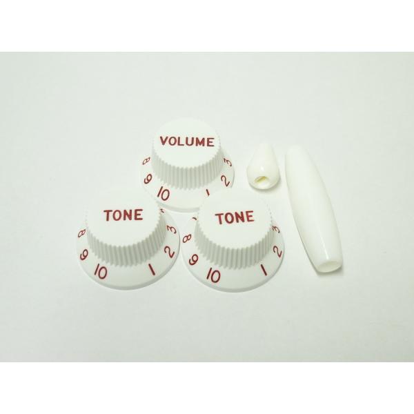 <VANDY GUITAR> ST KNOB (White) RED キャップセット