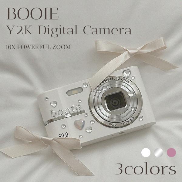 【BOOIE公式代理店】 Y2K デジタルカメラ SDカード付き レトロ 韓国 エモイ シルバー ホワイト ピンク かわいい 日本語説明書付き商品名：BOOIE Y2Kデジタルカメラ原産国：中国 OEM電池容量：700mAh重量：約120g...