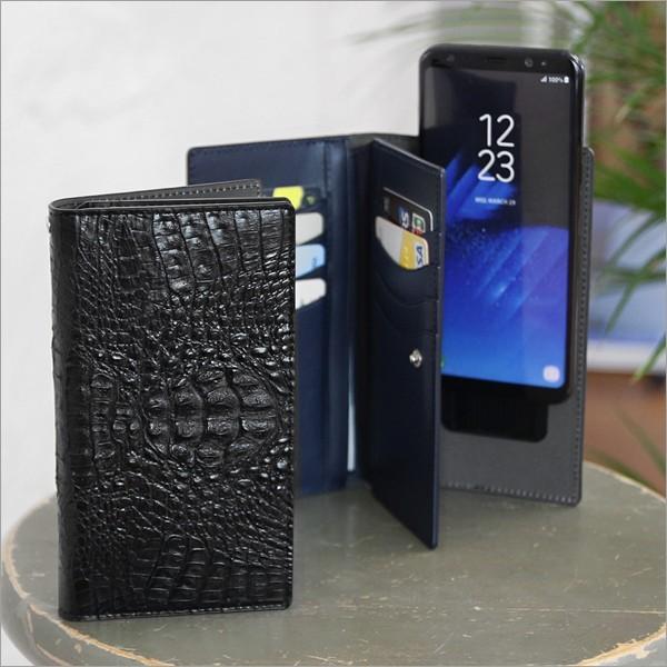 マルチケース スマホケース Crocodile Double Flip Case ワニ風 多機種対応 お財布 カード入れ 本革 90 X 165 X 23mm Iphone Xperia Galaxy 宅急便 Hm0036 Vania Store 通販 Yahoo ショッピング