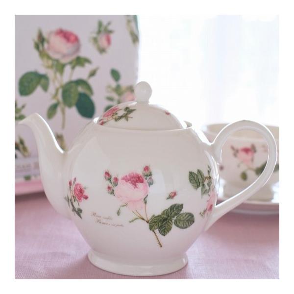 ティーポット ルドゥーテローズ 茶こし付き 日本製 薔薇柄 陶器