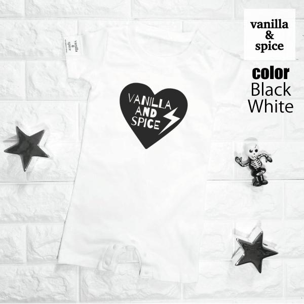 ベビー 半袖 ロンパース ショート Heart Logo ハート ロゴ サンダー 雷 プリント 赤ちゃん 出産祝い ベビー服 vanilla&amp;spice バニラ＆スパイス