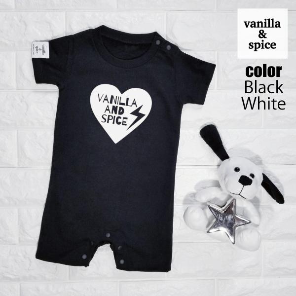 ベビー 半袖 ロンパース ショート Heart Logo ハート ロゴ サンダー 雷 プリント 赤ちゃん 出産祝い ベビー服 vanilla&amp;spice バニラ＆スパイス