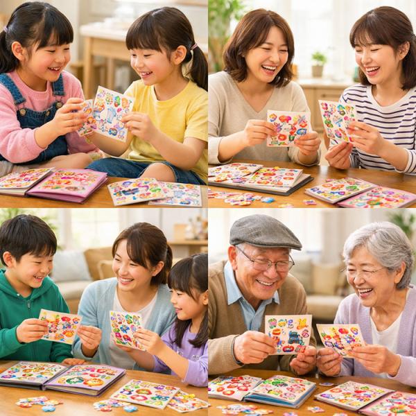 【3シート セット】ぷくぷくシール 立体シール バラエティ 3Dシール デコシール 女の子向け かわいい 動物 スイーツ 手帳デコ スマホデコ プレゼント