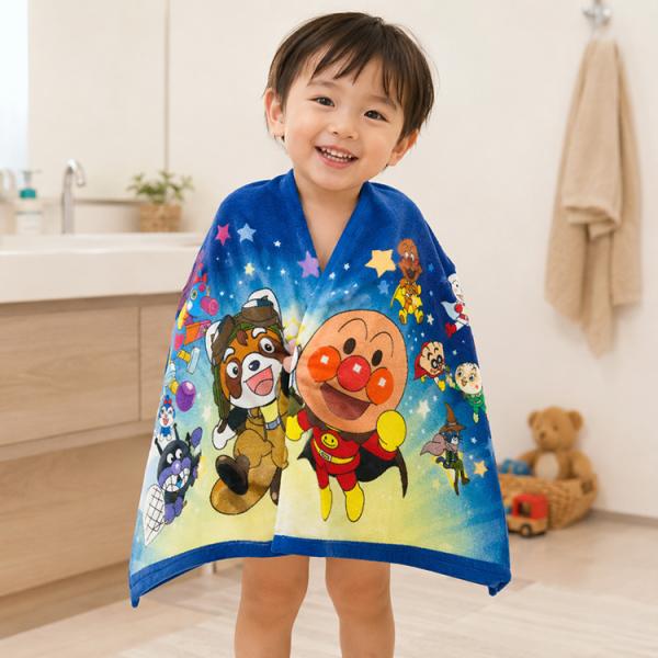 アンパンマン 映画 ミニバスタオル 約50×100cm 綿100％ 子供用 バスタオル プール お風呂 お泊り 保育園 幼稚園 キャラクター バンダイ