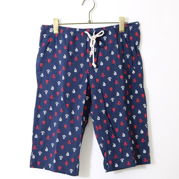 OUTDOOR（アウトドア）ステテコ（いかり柄）おしゃれ柄/ストレッチステテコ/ポケット付きハーフパンツ/両サイドポケット/バックポケット/