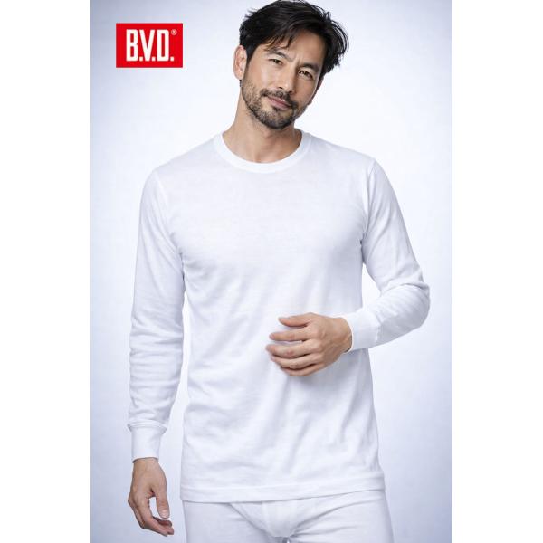 BVD ゴールド 丸首8分袖Tシャツ 綿100％ メンズ 肌着 下着 大人 綿100 アンダーウエア G017A