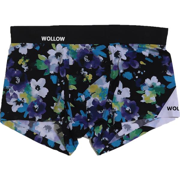 WOLLOW ワロー 【W-65】前とじ ボクサーパンツ メンズ 下着 ナイロン ブランド 人気 店長おすすめ メンズインナー パンツ 花 フラワー