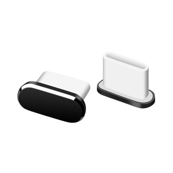 【並行輸入品】Type-C コネクタカバー 2個セット 《ブラック》 充電口 保護キャップ ほこり ダストプラグ 防塵カバー タイプC 充電穴(定形外郵便、送料別商品)