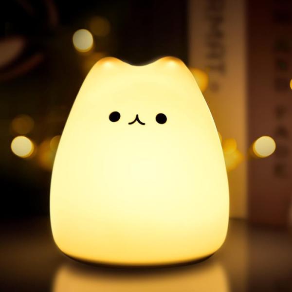 電池式 猫ランプ ベッドサイドランプ シリコン素材 LED デスク