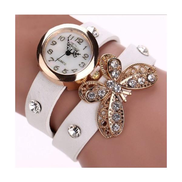 Å極美品Å 4℃ ホワイトレザー腕時計とブレスレットセット起動品 並行輸入品】レディース腕時計 ブレスレット 蝶々腕時計