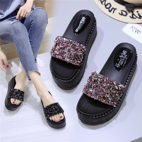 激安 ミュール サンダル レディース キラキラ 歩きやすい 夏 7cm 厚底 ウェッジヒール スパンコール ミュールサンダル 送料無料 Lblrh19may16nsgglt02 ヴァラライ 通販 Yahoo ショッピング