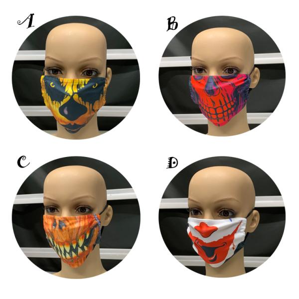 ハロウィン マスク ホラー プリント 仮装 コスプレ 変装 耳紐調整可