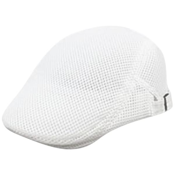 （ 京都 おかげさまで ） 涼しい ハンチング 帽子 メッシュキャップ メンズ レディース (ホワイト)