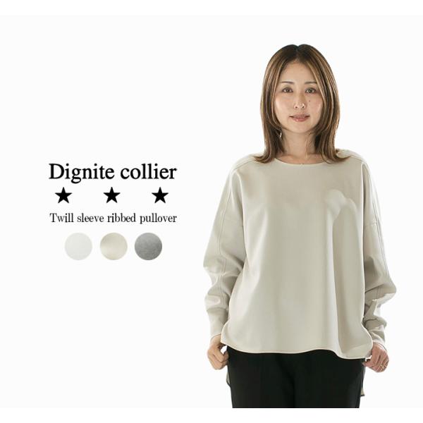 Dignite collier ディニテコリエ ツイル袖リブプルオーバー80256331