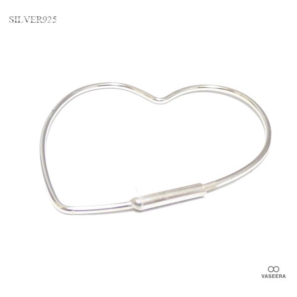 単品販売(一個) 1mm幅(細身) 35mmオープンハート フープピアス シルバー925 ピアス