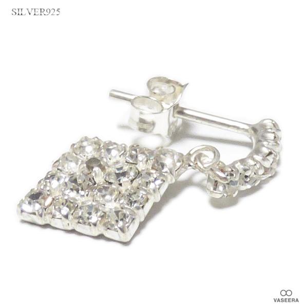 単品販売(一個)/ レディース ピアス/ 全面ジルコニア仕上げ ダイヤモンド・シェイプ（菱形） シルバー925 スタッドピアス