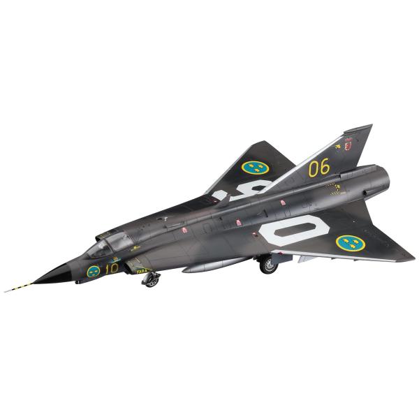 ハセガワ 1/72 スウェーデン空軍 J35F ドラケン プラモデル E48