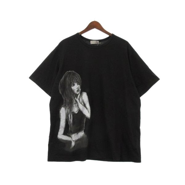 お見舞い 22AW ヨウジヤマモト オム 顔料プリントPAPER柄長袖Tシャツ 3