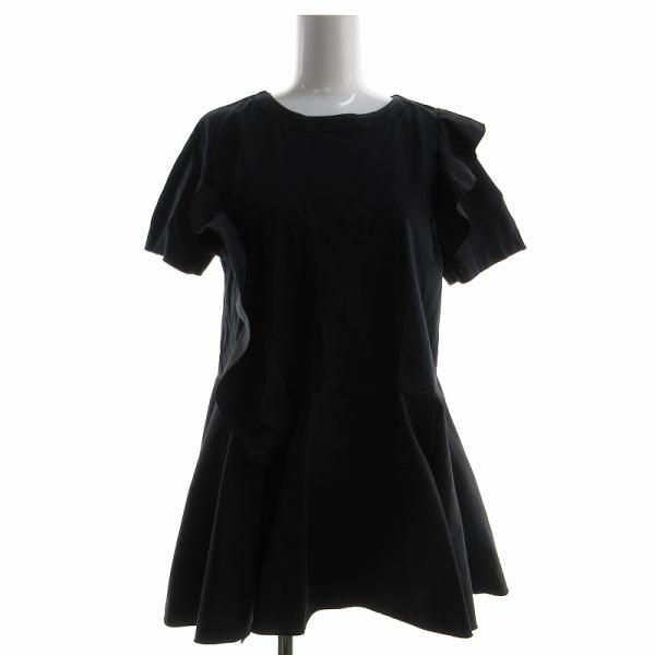 CELFORD セルフォード フリル ペプラム カットソー フリル Ｖネック 黒 CELFORD（セルフォード）の「フリルペプラムカットソー（Tシャツ