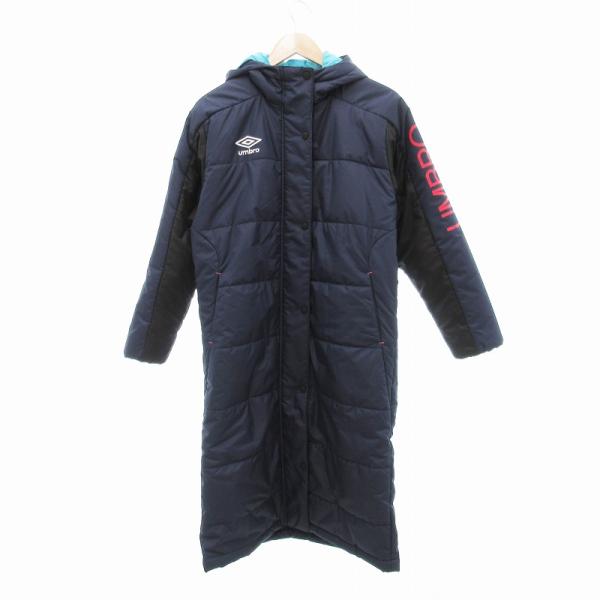 アンブロ UMBRO 美品 ベンチコート 中綿 ロング ロゴ 袖プリント