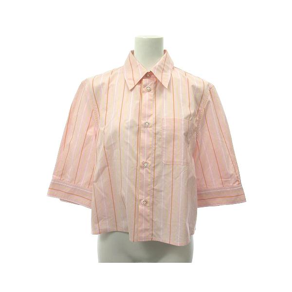 美品 MARNI マルニ キャミソール ストライプ シルク シアートップス 40 MARNI マルニ 01TQ 24 91055 24SS シャツ ブラウス 半袖