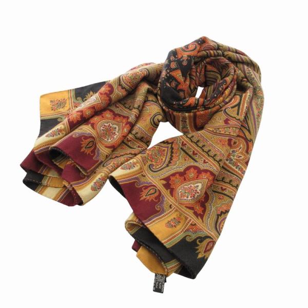 ETRO エトロ 美品 ストール マフラー ウール シルク混 ペイズリー柄