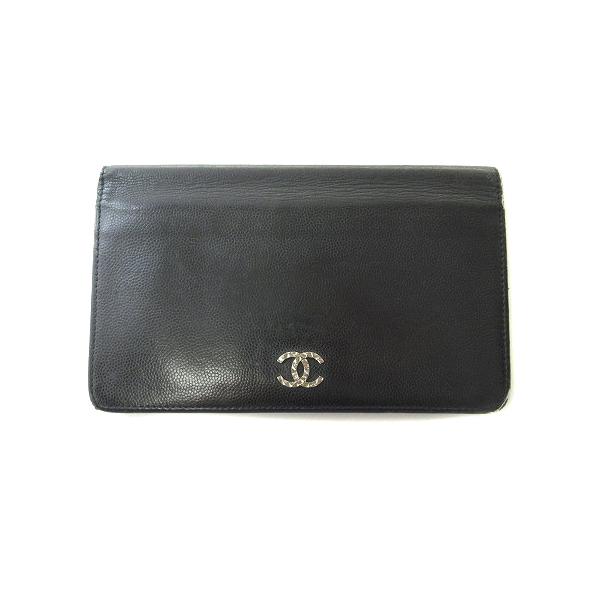 CHANEL シャネル 長財布 ブラック 黒 キャビアスキン ココマーク CHANEL シャネル ココマーク 長財布 ブラック キャビアスキン
