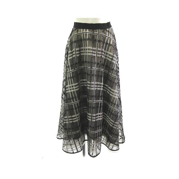 【中古】セルフォード CELFORD CWFS234090 ロングスカート バリエチュールフレアスカート チェック ブラック 黒 36  レディース セルフォード CELFORD CWFS234090 ロングスカート バリエチュール
