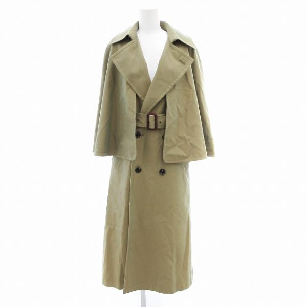 【中古】ロエフ LOEFF トレンチコート ポンチョ ケープ ロング丈 ベージュ /AE ■GY45 レディース ロエフ LOEFF トレンチコート ポンチョ ケープ ロング丈 ベージュ /AE