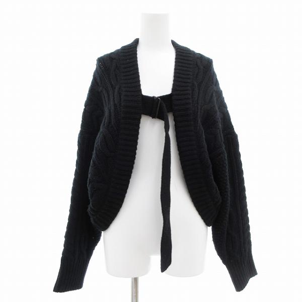 【中古】ハイク HYKE フィッシャーマン カーディガン ボレロ ケーブルニット 長袖 1 黒 ブラック /AE ■GY45 ハイク HYKE フィッシャーマン カーディガン ボレロ ケーブルニット