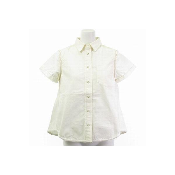 極美品　sacai プリーツぺプラムブラウス　白シャツ　半袖シャツ　ブラウス 極美品 sacai プリーツぺプラムブラウス 白シャツ 半袖シャツ