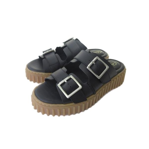 【中古】クラークス clarks 美品 26176428 TORHILL SLIDE トーヒルスライド サンダル シューズ レザー ブラック 黒 UK3 22cm レディース Clarks（クラークス） 美品 26176428 TORHILL SLIDE トーヒルスライド