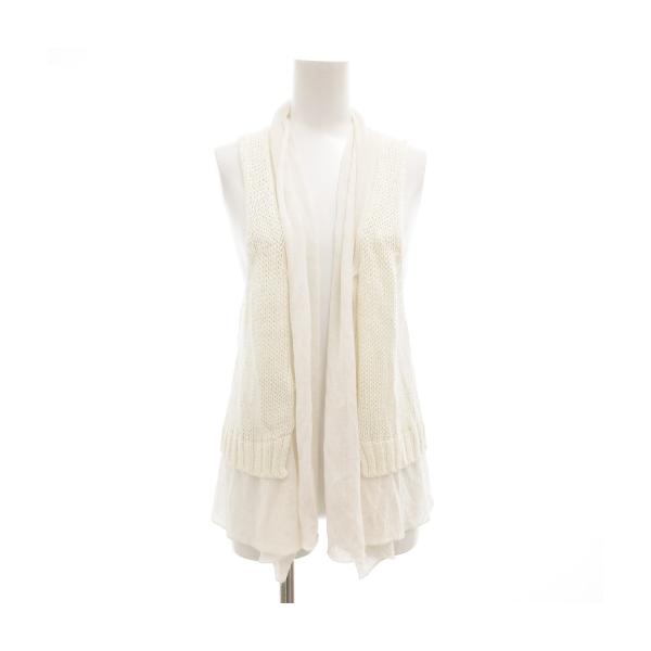 ブランベール blanc vert ニットベスト 羽織 リネン混 切替 38 白
