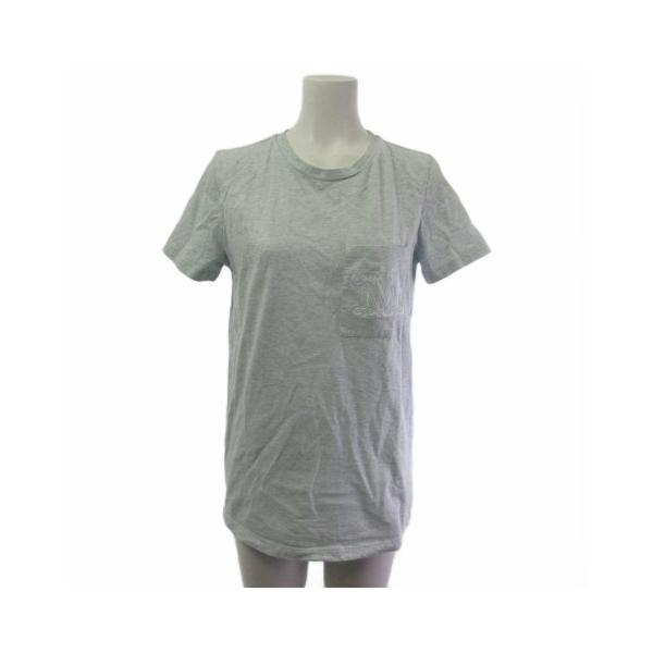 【中古】マックスマーラ MAX MARA 白タグ ポケット Ｔシャツ カットソー 刺繍 ブルー  レディース Max Mara（マックスマーラ） 白タグ ポケット Tシャツ カットソー