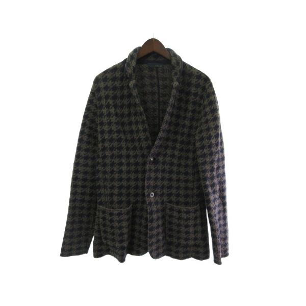 ラルディーニ LARDINI ニットジャケット ハウンドトゥース グレー