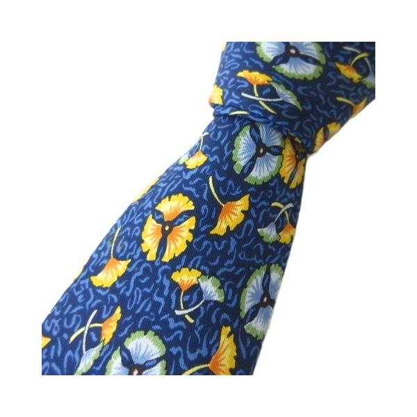HERMES（エルメス） HERMES 7515IA シルク100 花柄 ネクタイ ネイビー