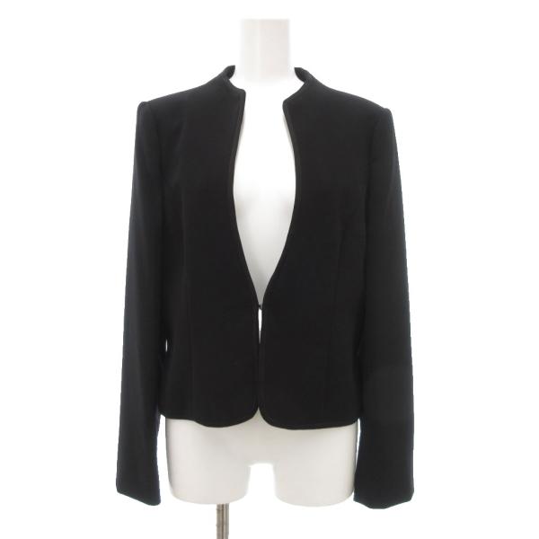 東京イギン MENOD ジャケットノーカラー フォーマル 13AR 黒 ブラック /YJ レディース【表記サイズ】13AR【実寸サイズ】肩幅：40cm　身幅：49cm　着丈：50cm　袖丈：60cm　　【素材】表地 ポリエステル　サテン ポ...