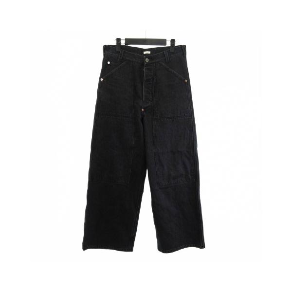 【中古】シーオール SEEALL SAU41 Cl783 ワイドデニム ボタンフライ ブラック 黒 2 シーオール SEEALL SAU41 Cl783 ワイドデニム ボタンフライ ブラック