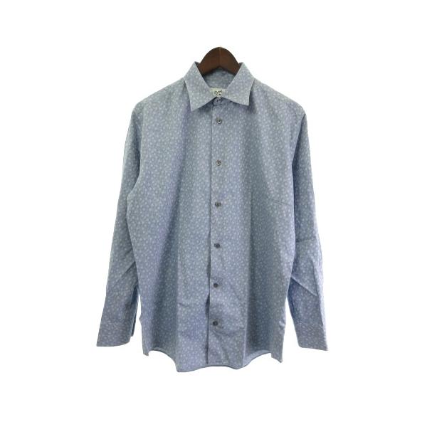 HERMES（エルメス） セリエ ボタン シャツ 長袖 総柄 花柄 ブルー 39